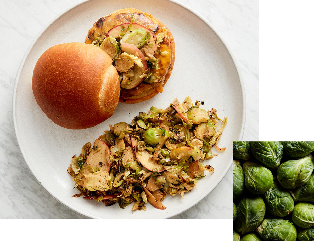 Apple Cider Turkey Burgers with Brussels Sprout & Apple Hash