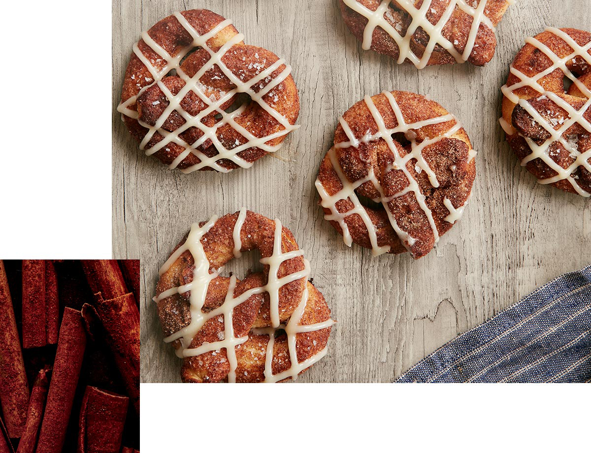 Cinnamon Sugar Pretzels with Cream Cheese Icing
