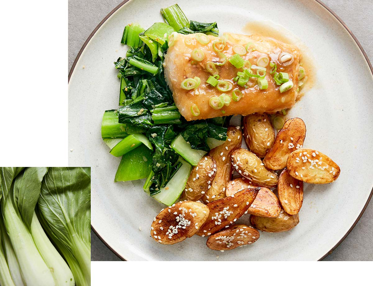 Miso-Glazed Cod with Bok Choy & Crispy Potatoes